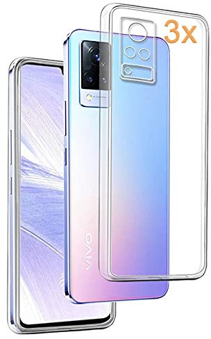 REY 3X Funda Carcasa Gel Transparente para Vivo V21 5G, Ultra Fina 0,33mm, Silicona TPU de Alta Resistencia y Flexibilidad