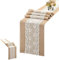 Jute Tischläufer Tischdecke Mit Weiß Spitze, Vintage Tischdeko Tischband Aus Natürliches Sackleinen, Rustic Burlap Juteband Tischdekoration Für Hochzeit Events Gartenparty (30*275cm)
