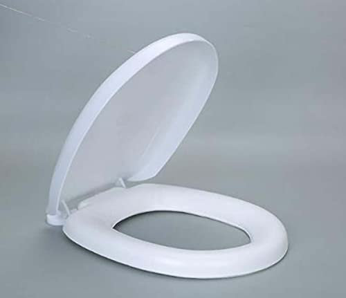 Asiento de inodoro de cierre suave, antibacteriano blanco con fijación fácil de instalar, tapa de inodoro con forma ovalada, fácil de limpiar