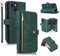 UEEBAI Case for iPhone 15 6.1 inch, 9 Card Slots Retro Leather Wallet Shockproof Flip Cover with Hand Strap Card Slots Zipper Pocket Kickstand Handbag Magnetic Closure - Retro Green