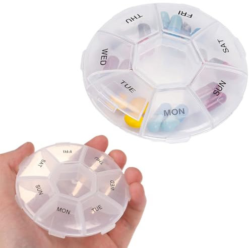 BZKSER pilulier semainier - 2 pcs Boite Medicaments,pilulier semainier Matin et Soir,Journalier Boite Pilulier Poche,Compartiments Amovibles,pour Médecine Voyage Quotidien,Portable 7 Jours Semainier