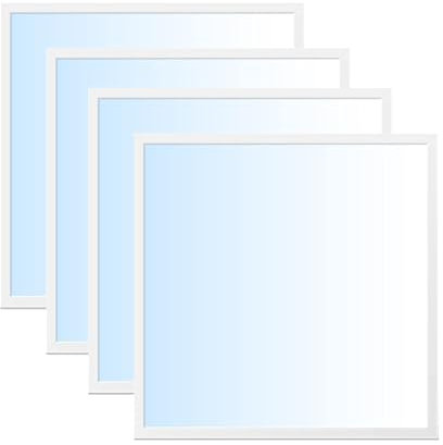 WSU Lights 4x LED Panel, Deckenleuchte, 62x62cm, 4400lm, 6000K, 40W, inkl. Trafo, Rasterleuchten, Einlegeleuchte, Büroleuchten (6000K, 4 Stück)