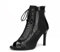 YCALCP Stivali da Ballo Latino Americano Donna con Punta Aperta Lacci Scarpe da Ballo Stivaletti Salsa e Bachata Donna,DS-970-PU-Nero-9-S,EU 37