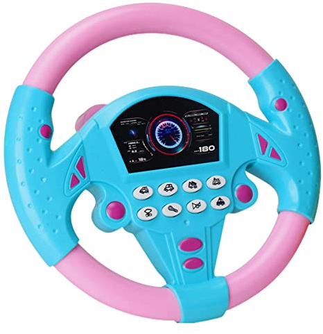 Demsyeq Kinder Lenkrad Spielzeug - Auto & Kinderwagen Interaktives Lernspielzeug mit N und Geräuschen - Für Kinder ab 3 Jahren