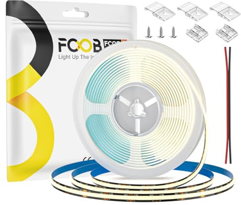 FCOB COB LED Streifen Flexible Hohe Dichte Naturweiß 4000K 5M DC12V 480LEDs/M 8mm Breite Schwarz PCB Dimmbar LED Licht IP30 für Innen Dekoration(Nicht inhalt Netzteil Steuerung)