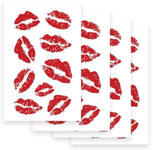 LQIOACU 4 Pièces Tatouage bisous, Tatouage ephemere, Faux tatouage, Tatouage enfant fille