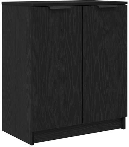 vidaXL Moderner schwarzer Eichen-Schuhschrank Innenlagerungseinheit mit 4 Regalen Freistehendes Design für den Eingangsbereich | Holzwerkstoff | Regal | Kompakt | Stylisch