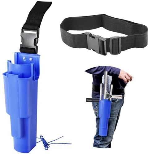 Window Cleaning Side Bucket On a Belt Holster Holds 3 Squeegees and a Washer (Blue)