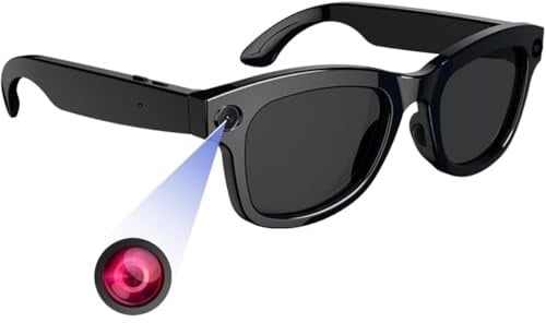 Lazvik Smart Glasses mit 500W Kamera und ChatGPT Sprachsteuerung WiFi 6 Bluetooth 5.3 Smarte Sonnenbrille mit Übersetzung Musik Anruf Intelligente AI Brille Lautsprecher Mikrofon (Sonnenbrille)