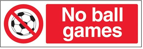 vsafety 53006 ax-r Panneau « No Ball Games Interdiction Assemblée, en plastique rigide, paysage, 300 mm x 100 mm, noir/rouge