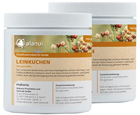 alanui Leinkuchen Granulat (fein granuliert) für Hunde, 2 x 250 g Dose