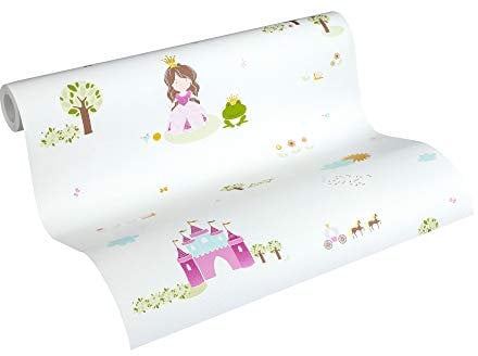 A.S. Création PVC-freie Vliestapete Little Stars Tapete Prinzessin 10,05 m x 0,53 m bunt weiß Made in Germany 358522 35852-2