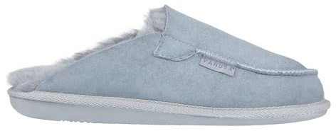 Vanuba Awassi Handmade Damen Hausschuhe, Naturleder, 100% Schafwolle, Warme und Bequeme Hausschuhe, Leder Grau/Grau, 36 EU