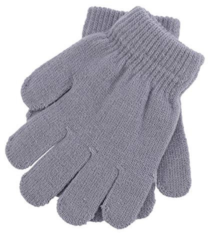 VORCOOL Kinderhandschuhe Herbst- und Wintermodelle Gestrickt Einfarbig Fünf Finger Warme Handschuhe 4-12 Jahre alt Kreatives Zuhause (Grau)