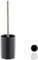 Relaxdays Bürstenhalter mit Toilettenbürste, grau WC-Garnitur Keramik, wechselbarer Bürstenkopf, freistehend, 36 cm