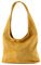 modamoda de T150 Damen Schultertasche Shopper Large aus Wildleder handmade in Italy, Farbe:Senfgelb