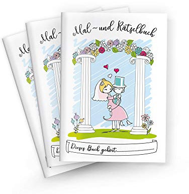 3 Malbücher für Hochzeit DIN A5, 24-seitig Hochzeitsmalbuch Gastgeschenke für Kinder bei Hochzeit (3 Malbücher)