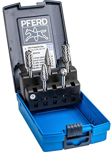 PFERD HM-Frässtift-Set, 5-teilig, Zahnung ALLROUND, Schaft-ø 6 mm, 21901412 – für den vielseitigen Einsatz auf den wichtigsten Werkstoffen