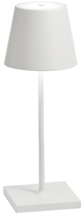 Zafferano, Poldina Pro Mini Lampe, Kabellose, Wiederaufladbare Tischlampe mit Touch Control, Auch für den Außenbereich Geeignet, Dimmer, 2200-3000 K, Höhe 30 cm, Farbe Weiß
