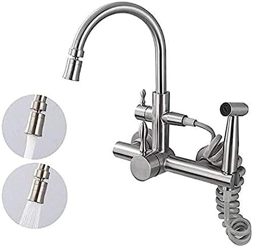 robinet cuisine mural Robinet de cuisine mural chaud et froid Robinet de lavage de légumes pistolet pulvérisateur évier de cuisine évier multifonction en acier inoxydable 304 brossé-B