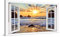 PICANOVA – Bild auf Leinwand Felsiger Strand Sonnenuntergang Fenster 100x50cm – Leinwandbild – Premium Leinwanddruck – Wandbild Kunstdruck Auf 2cm Holz-Keilrahmen Wohnzimmer Wanddekoration – Strand