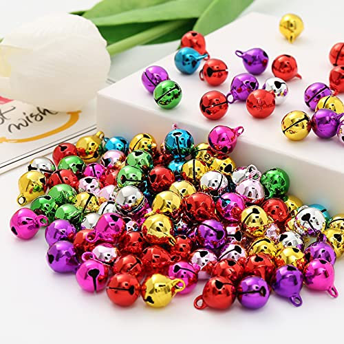 HERZWILD Glöckchen bunt 120 Stück Schellen Glocken aus Kupfer für Schmuck Basteln Geschenkverpackung Weihnacht Fest Dekoration (bunt)