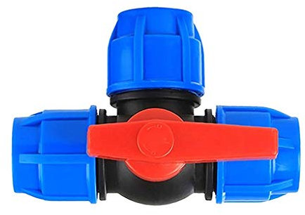 MDD 1/2 3/4 1 2 3 / DREI-Wege-Kunststoffkugelhahn, T-Typ PE Fast Connection Rohr Quick Union 20/25/22/40/50/63mm (Color : Blue Type, Size : 63mm)