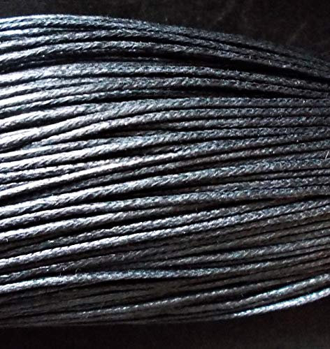 Cotton Cord Waxed 2mm wide / 5m long Rattail Knotting Thread Craft Bracelet Making, Jewellery (Black)