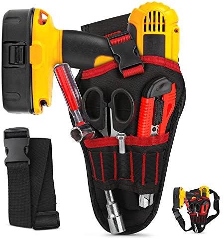 Fondina per Trapano Cintura Porta Attrezzi Elettricista Portatile Porta Trapano Marsupio Marsupio per Chiave Elettrica, Trapano, Chiave Inglese, Martello, Cacciavite (cinture comprese)