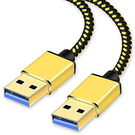USB Cable Male to Male 2m, Cord Nylon Braided USB to USB 3.0 Cable A Male to A Male for Data Transfer Hard Drive Enclosures, Printers, Modems, Cameras, Laptop Cooler (2m/6Feet)