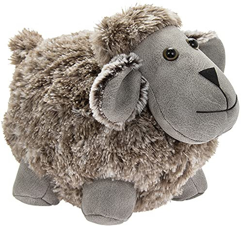 Faux Grey Leather Wooly Sheep Doorstop
