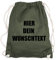 Ma2ca® Gymsac Turnbeutel/Jutebeutel Rucksack Bag Seesack mit eigenen Wunschtext Personalisieren Olive