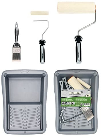 ROLLINGDOG Kit de Pinceaux Peinture et Rouleaux Peinture Murs et Plafonds de 17,8 cm - Pinceau, Rouleau de Peinture en Velours Petit et Grand pour Peinture de Surface Lisse