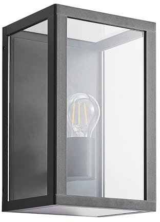 Lindby Wandleuchte außen Giavanna (spritzwassergeschützt (Modern) in Schwarz aus Aluminium (1 flammig, E27) - Außenwandleuchten Wandlampe Led Außenlampe Outdoor für Außenwand/Hauswand