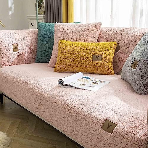YWQJL Samt Sofabezug Sofaschoner rutschfest 1 2 3 4 Sitzer,l Form Sofaüberwurf,Sofa Überzug Ecksofa Pets Dog Couch Überzug Couch Überzug Sofa Überwurf (Rosa, 110x160cm)
