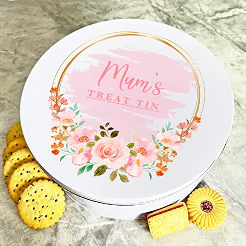 Fingerprint Designs Personalised Round Roses Gold Frame Mums Biscuit Sweets Cake Treat Tin