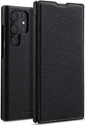 STILGUT Book Case kompatibel mit Samsung Galaxy S23 Ultra Hülle aus Leder, Lederhülle, Klapphülle, Handyhülle - Schwarz