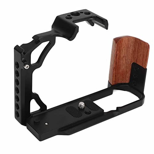 Cage D'appareil Photo Annadue pour ZFC, Alliage D'aluminium avec Support de Sabot Froid intégré, Poignée en Bois, Argent et Brun