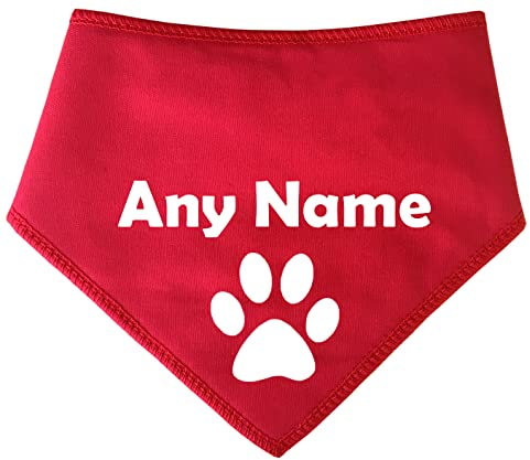 Spoilt Rotten Pets S3 Red Personalised With Name And Paw Dog Bandana For Any Dog Lover Neck Scarf Dog Costume Fancy Dress (S3 Medium Dogs, Labs, Staffies & Springers)