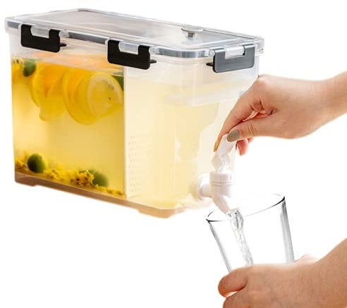 3,5 L Dispensateur D'eau Pour Le Distributeur De Boissons Au Réfrigérateur Avec Distributeur D'eau Du Robinet Et Du Diviseur Pour Le Distributeur D'eau De Boisson À Boissons Froides, Grande Cruche À
