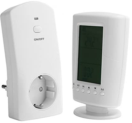 Thermostatregler, LCD-Temperaturregler mit Hintergrundbeleuchtung Funk-Fernprogrammierbare Thermostatsteckdose Thermostat (Europäischer Standard 230 V ())