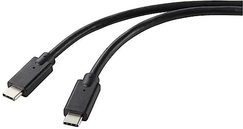 Renkforce USB-C® Stecker 1.00m Schwarz TPE-Mantel RF-5251918, USB 2.0, 1 Stück, Kompatibel mit Laptop, Tablet, Smartphone, Desktop-Computer, Powerbank, Dockingstation, Lade-Adapter