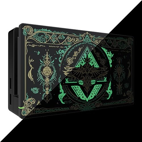 eXtremeRate Cubierta de Reemplazo para Nintendo Switch Dock - Shell Funda Protectora DIY Carcasa para Nintendo Aceesorios - No Incluye Dock (Brilla en Oscuridad-Reino del Totem Blanco)