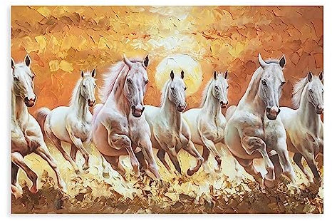 Seven Lucky Running Wild Horses Horse Wandposter (5) Leinwand Poster Schlafzimmer Dekor Sport Landschaft Büro Zimmer Dekor Geschenk Unrahmen 20 x 30 cm