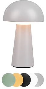 lightling Lennox Tischlampe kabellos, Akku Tischleuchte, LED Nachttischlampe, Nachtlicht, Pilz Lampe Deko, dimmbar in 4 Stufen, aufladbar via USB, Indoor & Outdoor, Ultimate Grau, 14 x 22 cm