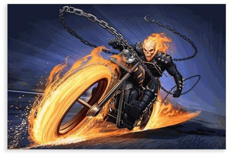 AmAzwi Ghost Rider Classic Art Poster 14 Leinwand Poster Wandkunst Dekor Druck Bild Gemälde für Wohnzimmer Schlafzimmer Dekoration Unrahmen: 20 x 30 cm