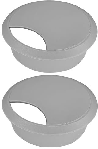 cyclingcolors 2X pasacables 70mm plástico Tapa Redondo Escritorio Mesa Mueble (Gris)