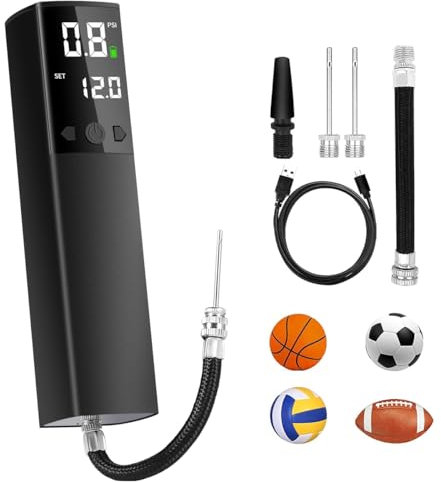 Portable Electric Ball Pump with Fast Inflation, Precise Pressure Gauge, and Digital LCD Display - Ideal for Football, Basketball, Volleyball, Soccer