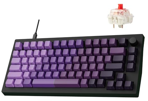 LEMOKEY X4 QMK Wired Mechanical Keyboard, 75% Layout South-Facing Red Backlit, Side-Printed Double-Shot PBT Keycaps with Linear Red Mechanical Switch for Windows