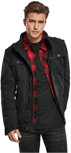 Build Your Brand Herren Leichte Jacke 100Prozent Baumwolle, Schwarz, L
